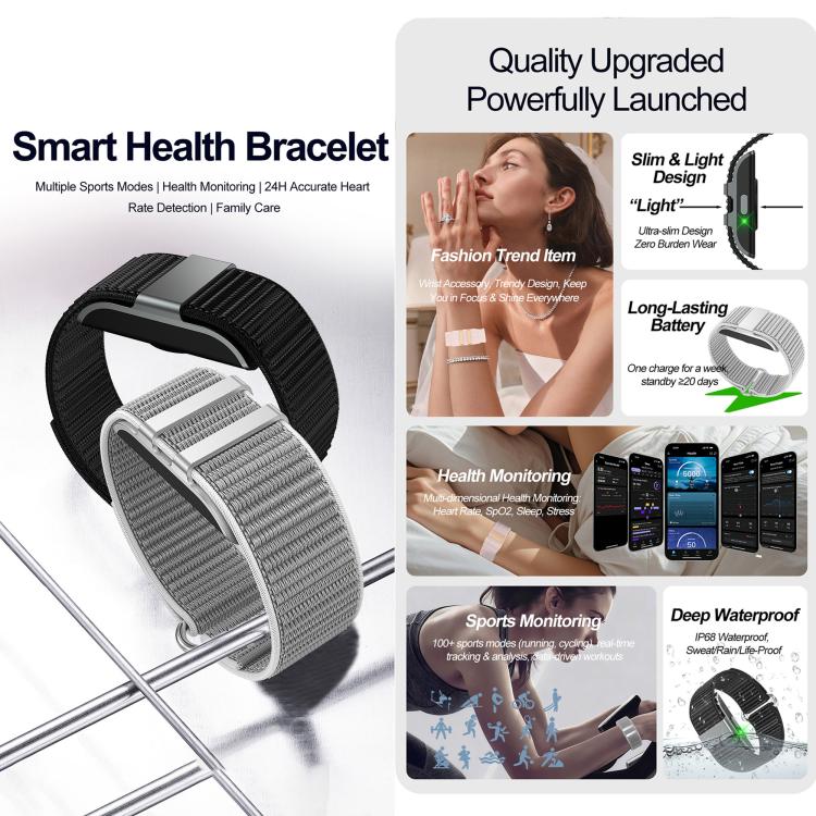 S01 Screenless Fitness Tracker Health Band, 24-Hour Precise Heart Rate Monitoring, Multiple Sports Modes, IP68 Waterproof, Sleep Monitor