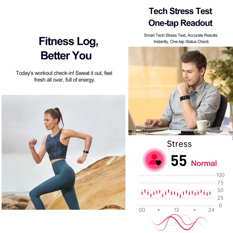 S01 Screenless Fitness Tracker Health Band, 24-Hour Precise Heart Rate Monitoring, Multiple Sports Modes, IP68 Waterproof, Sleep Monitor