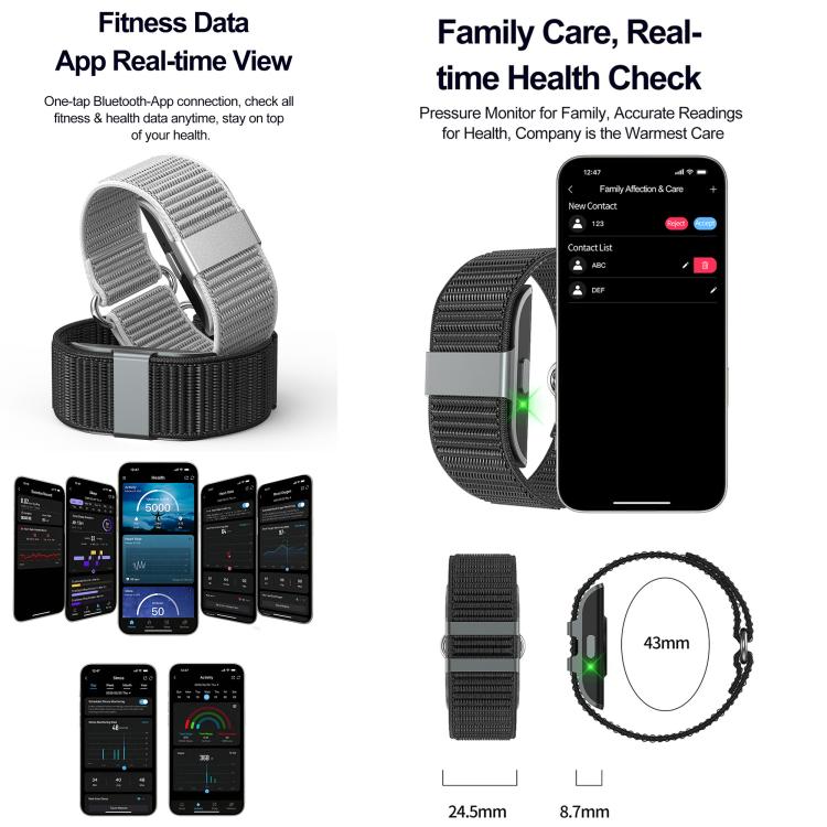 S01 Screenless Fitness Tracker Health Band, 24-Hour Precise Heart Rate Monitoring, Multiple Sports Modes, IP68 Waterproof, Sleep Monitor