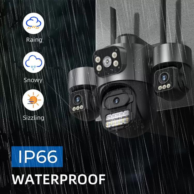 ICSee Triple-Lens 3MP Wireless WiFi Security Camera, Three-Screen Panoramic PTZ IP Camera with Full-Color Night Vision, US Plug, EU Plug