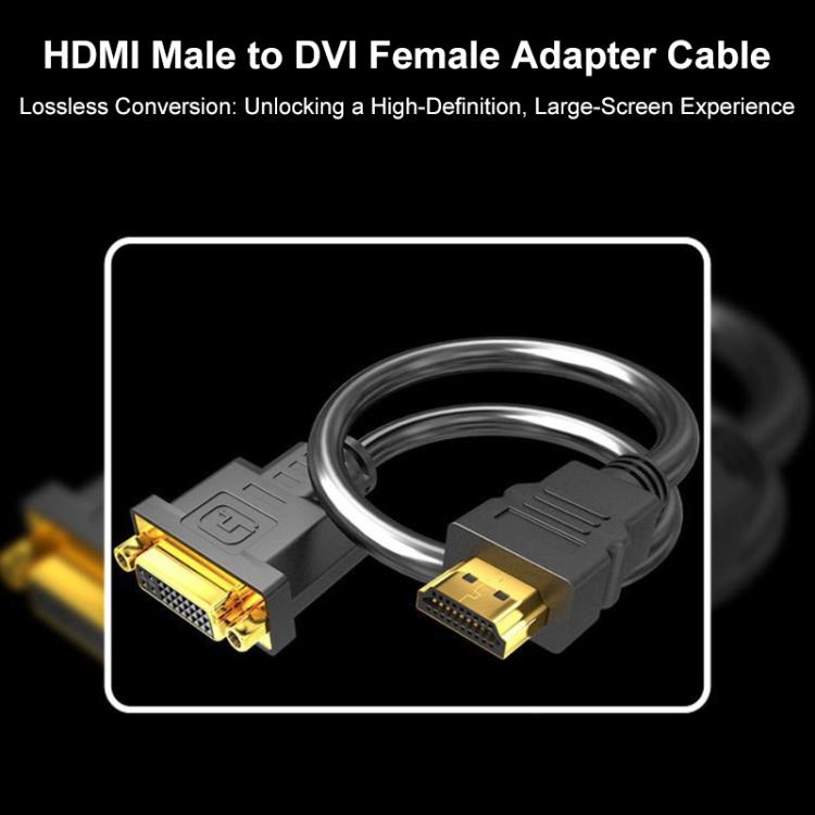 HDMI Male to DVI Female 1080P HD Gold-Plated Interface Video Adapter Cable, 0.3m