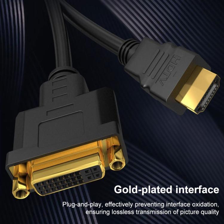 HDMI Male to DVI Female 1080P HD Gold-Plated Interface Video Adapter Cable, 0.3m