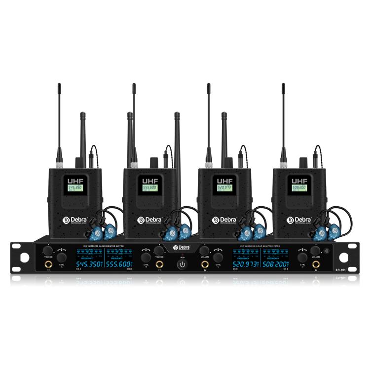 DEBRA ER-404 Professional Stage Monitoring System 4-in-1 Wireless In-Ear Headphones, US Plug, EU Plug, AU Plug, UK Plug