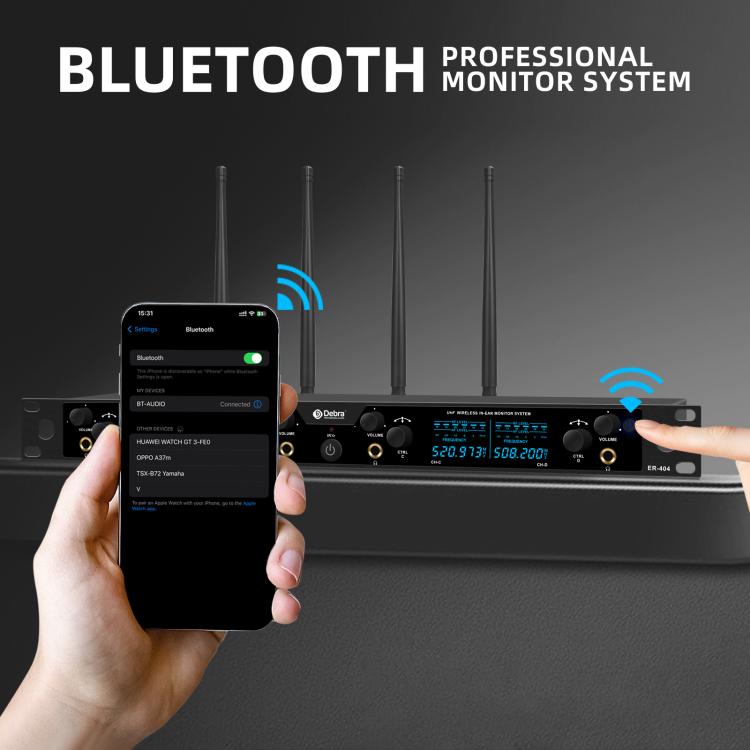 DEBRA ER-404 Professional Stage Monitoring System 4-in-1 Wireless In-Ear Headphones, US Plug, EU Plug, AU Plug, UK Plug