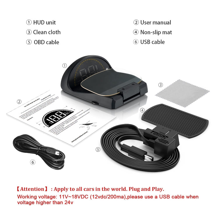 C700S OBD2 + GPS Mode Car HUD Head-up Display Fault Alarm, C700S