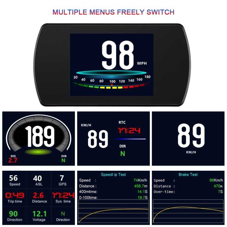 T800 Car HUD Head-up Display GPS Speed Display Speed / Voltage Alarm Altitude Display, T800