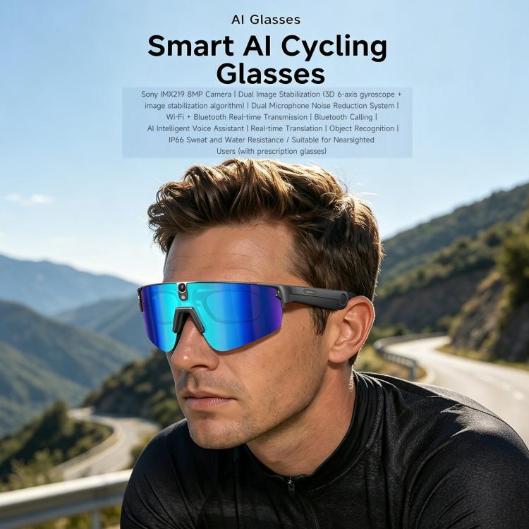 L805 Smart AI Cycling Glasses 8MP Stabilization Camera
