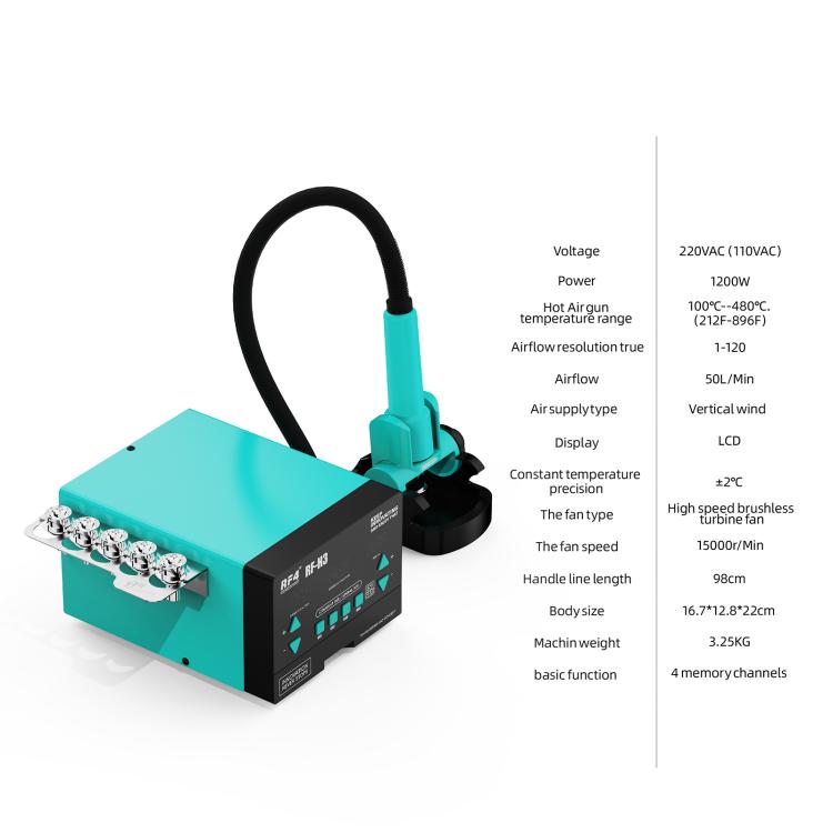 RF4 RF-H3 1200W 4 Memory Channels Hot Air Gun Digital Display Intelligent BGA Rework Station, RF-H3