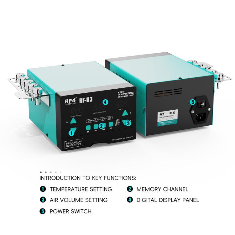 RF4 RF-H3 1200W 4 Memory Channels Hot Air Gun Digital Display Intelligent BGA Rework Station, RF-H3