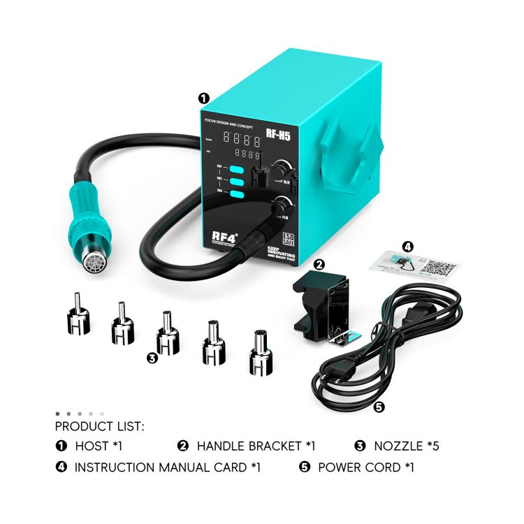 RF4 RF-H5 800W 3 Memory Channels Hot Air Gun Digital Display Intelligent BGA Rework Station, RF-H5