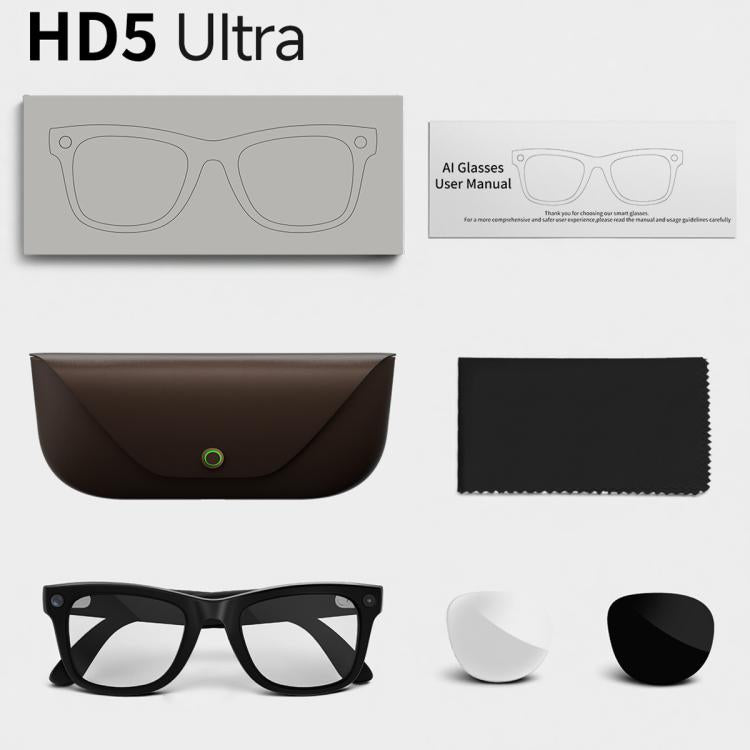 HD5 Ultra Double Lenses Smart AI Translation Glasses with 8MP HD Camera, Video Recording, WiFi Transmission, Al Smart Voice Assistant
