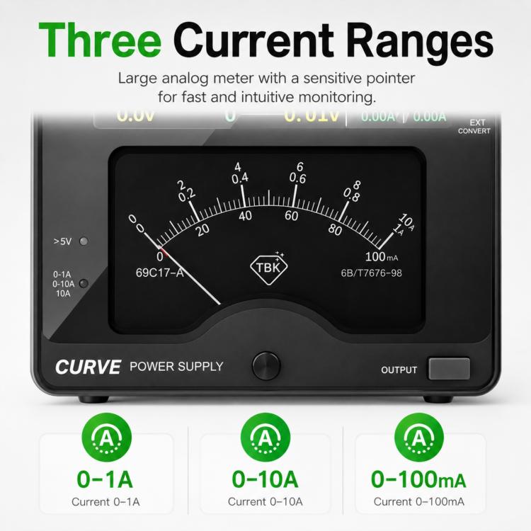 TBK TBK-218 30V / 10A Intelligent Control Curved DC Regulated Power Supply with Pointer Meter, AU Plug, EU Plug, US Plug, UK Plug