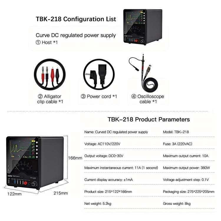 TBK TBK-218 30V / 10A Intelligent Control Curved DC Regulated Power Supply with Pointer Meter, AU Plug, EU Plug, US Plug, UK Plug