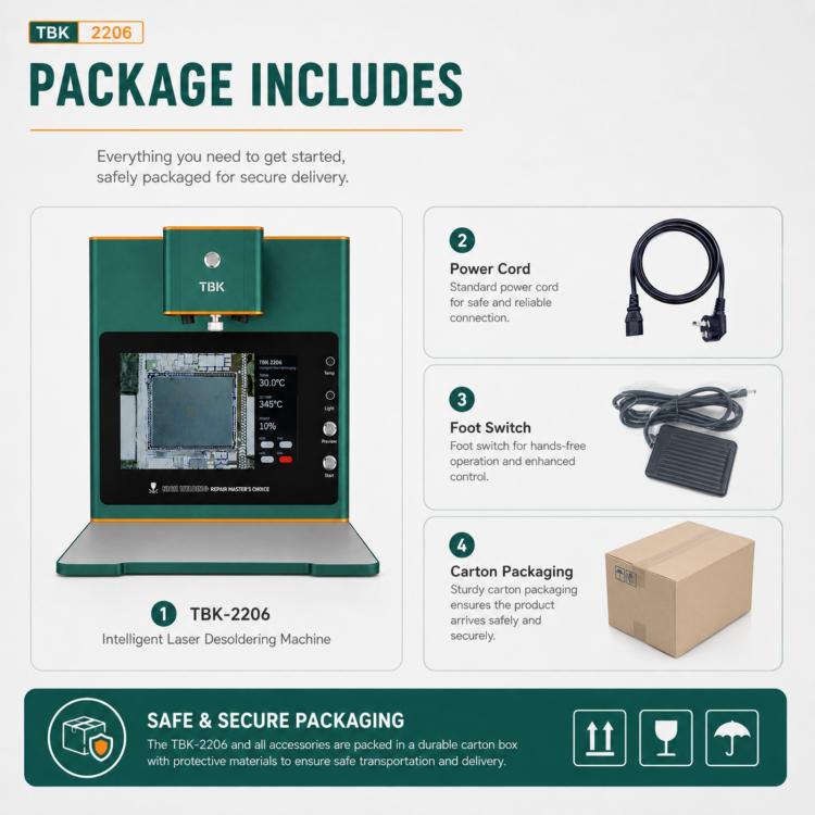 TBK TBK-2206 45W High-Power Intelligent Laser Desoldering Machine with HD Display, AU Plug, EU Plug, US Plug, UK Plug