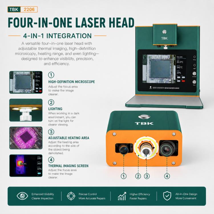 TBK TBK-2206 45W High-Power Intelligent Laser Desoldering Machine with HD Display, AU Plug, EU Plug, US Plug, UK Plug