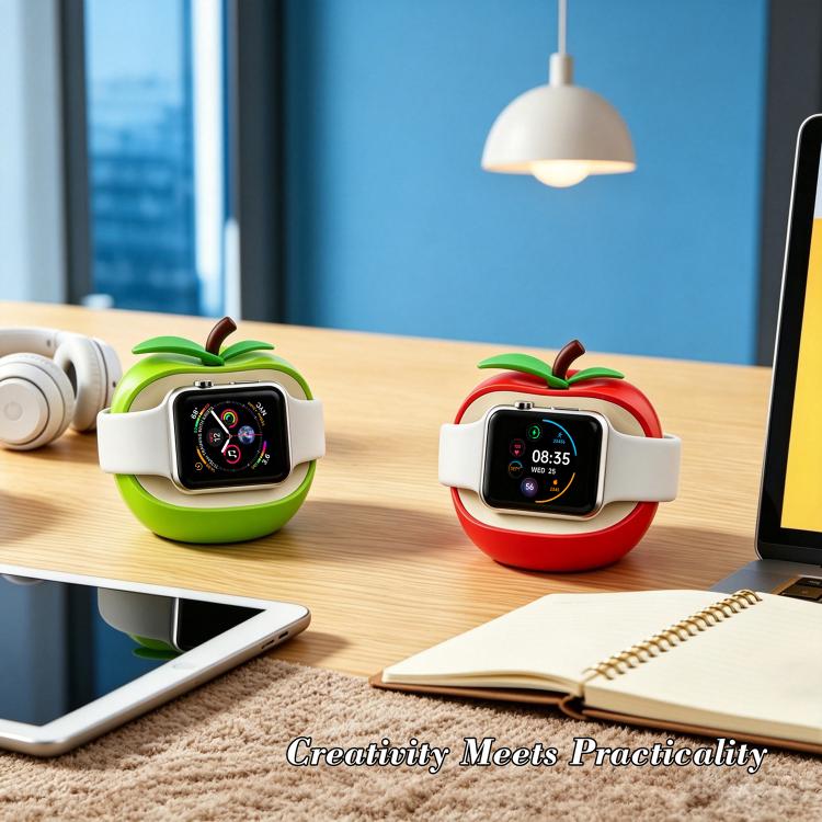 Creative Apple Shaped Smart Watch Silicone Charging Holder, For Apple Watch Full Series