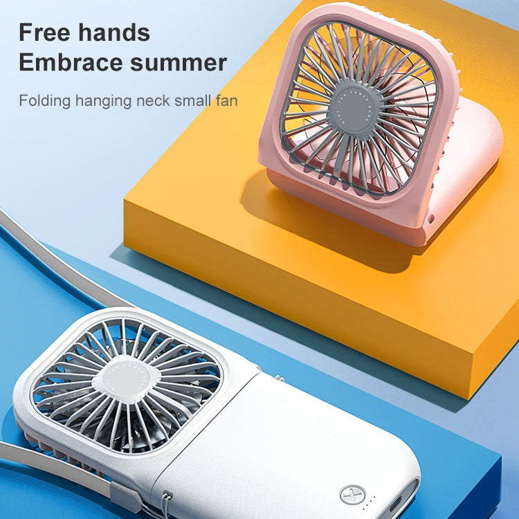 F20 Electroplating Handheld Fan Portable Desktop Folding Mute USB Hanging Neck Fan, F20 (Pink), F20 (Green), F20 (Blue), F20 (White)