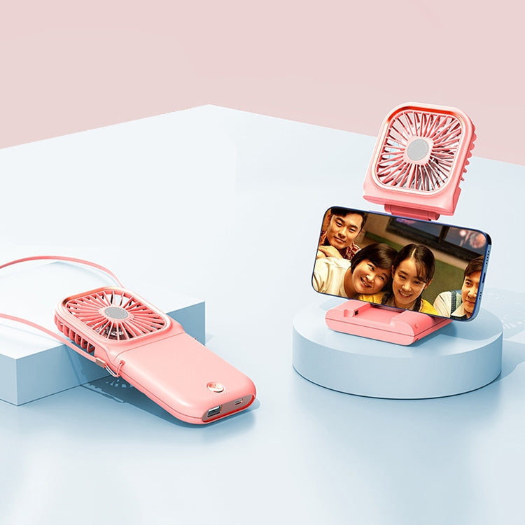 F30 Electroplating Handheld Fan Portable Desktop Folding Mute USB Hanging Neck Fan, Upgraded Version, F30 (Blue), F30 (White), F30 (Pink), F30 (Green)
