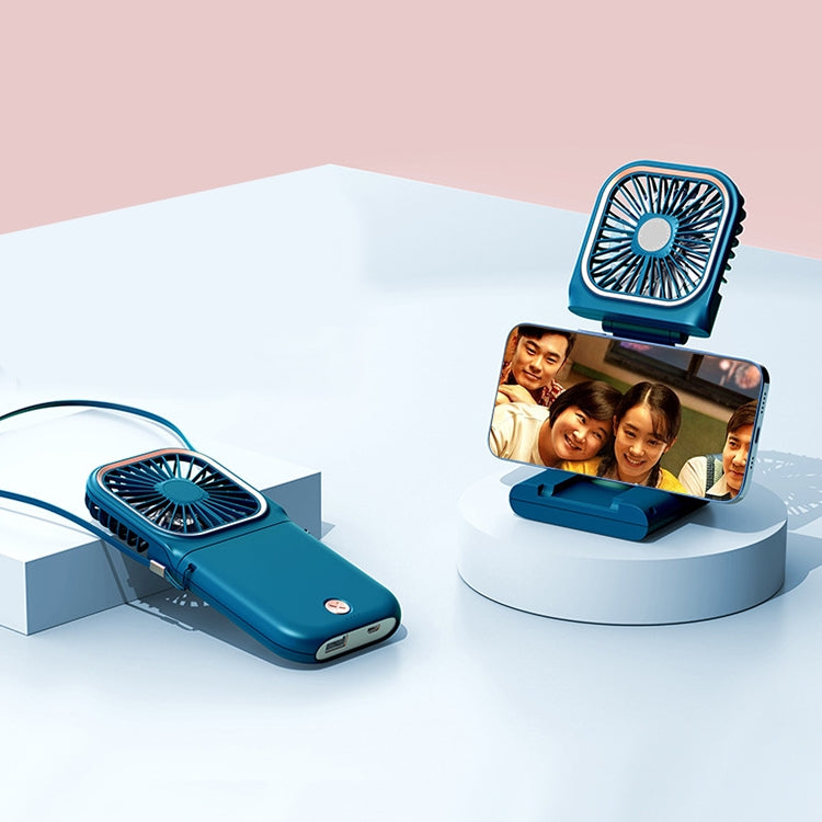 F30 Electroplating Handheld Fan Portable Desktop Folding Mute USB Hanging Neck Fan, Upgraded Version, F30 (Blue), F30 (White), F30 (Pink), F30 (Green)