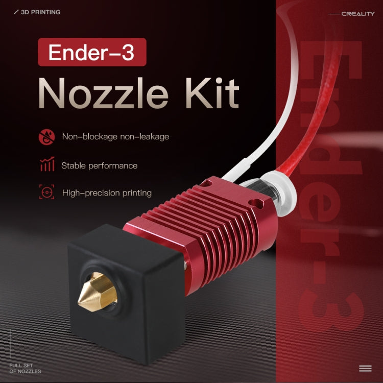 Creality 24V 40W Extruder Nozzle Hot End Kit with Temperature Thermistor & Heating Tube for Ender-3 3D Printer