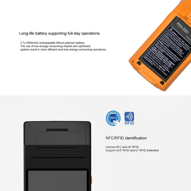 PDA-5501 Multi-function 5.5 inch IPS Screen IP65 Protection All-in-one Intelligent Terminal, Built-in Thermal Line Printer & MIC & Speaker, Support WiFi & Bluetooth & GPS