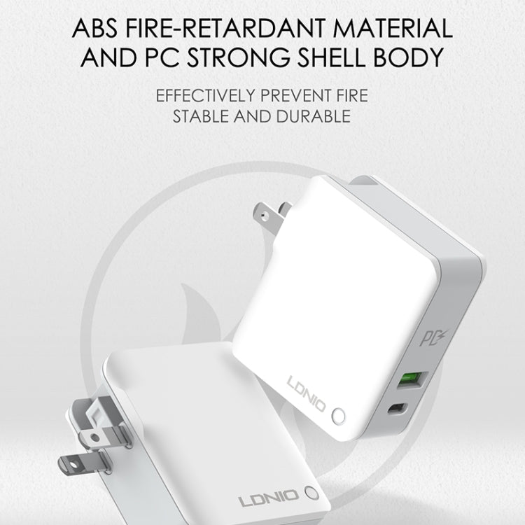 LDNIO A4403C 30W PD + Auto-id Foldable Fast Travel Charger with 1m USB-C / Type-C Cable, AU Plug, with Type-C Cable, 30W with Type-C Cable