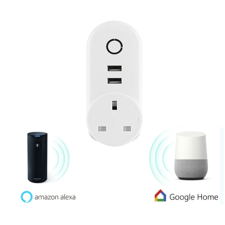 SA-002 2 USB Ports + 1 EU Socket WiFi Smart Power Plug Socket, Compatible with Alexa and Google Home, AC 110V-230V, US Plug, UK Plug