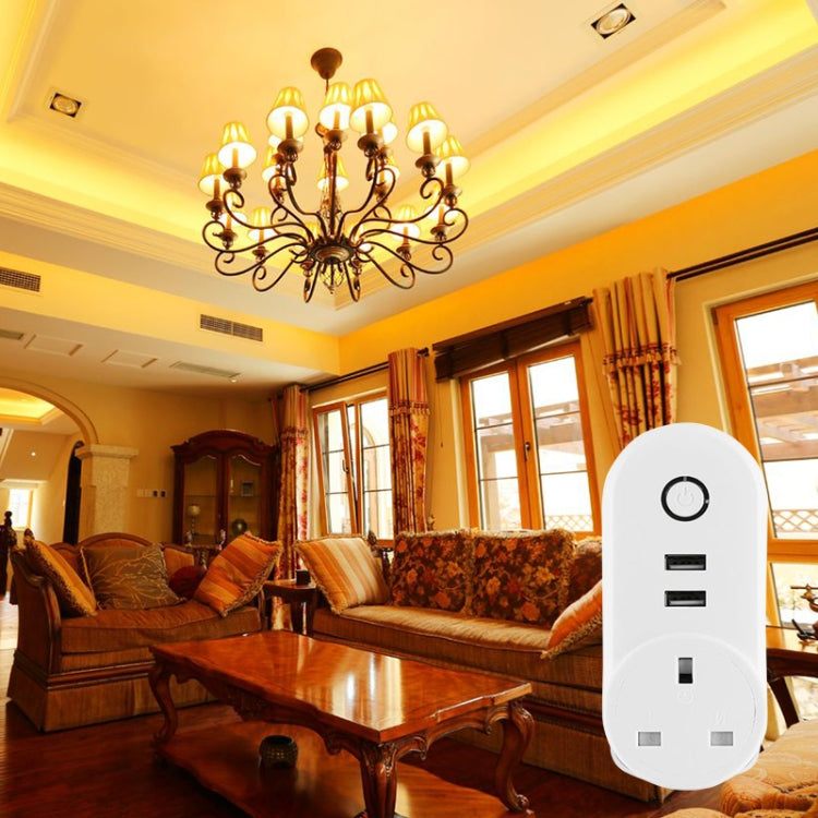 SA-002 2 USB Ports + 1 EU Socket WiFi Smart Power Plug Socket, Compatible with Alexa and Google Home, AC 110V-230V, US Plug, UK Plug