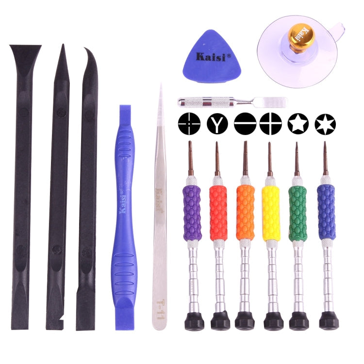 K-T3601 14 in 1 (6 x Screwdriver + 1 x Tweezers + 1 x Stainless Steel Spudger + 1 x Anti-static Spudger + 3 x 146 Spudger + 1 x Suction Sucker + 1 x Triangle Opener) Profession Multi-purpose Opening Tool Set for iPhone, Samsung, Xiaomi and More Phones ...