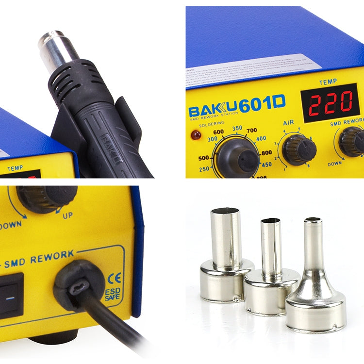 BAKU BK-601D AC 220V LED Display 2 in 1 Hot Air Gun Soldering Iron Soldering Station, BK-601D AC 220V