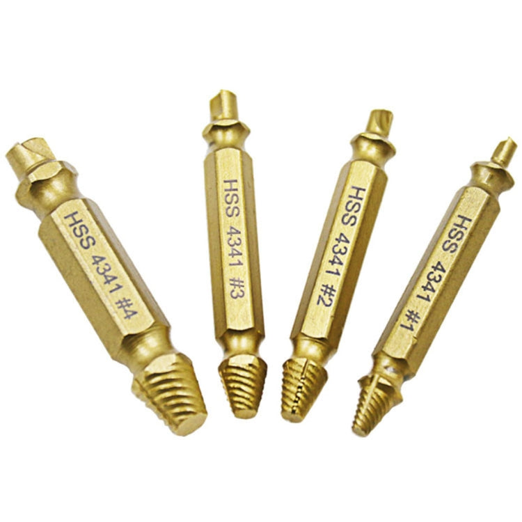 4 in 1 Screw Extractor Drill Bits Tool Broken Bolt Remover(1#, 2#, 3#, 4#), with Plastic Case, Gold s2, Gold 4341, 4341, s2