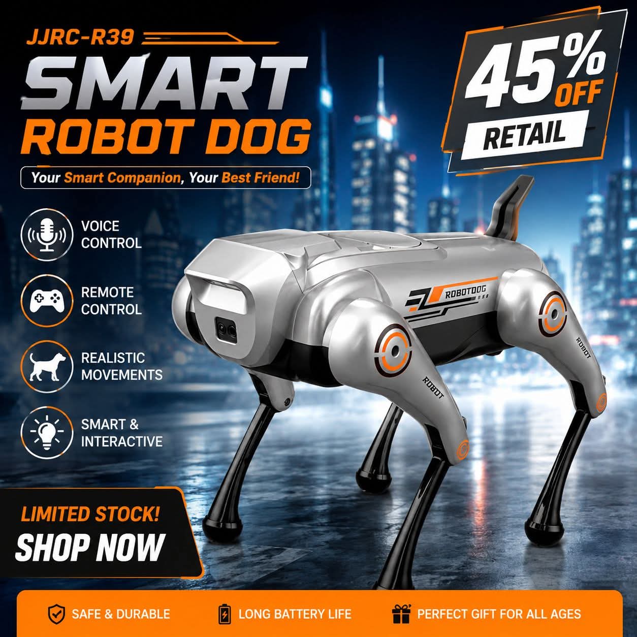 JJR/C R39 Smart Remote Control Robot Dog, with Voice Control, No Voice Control