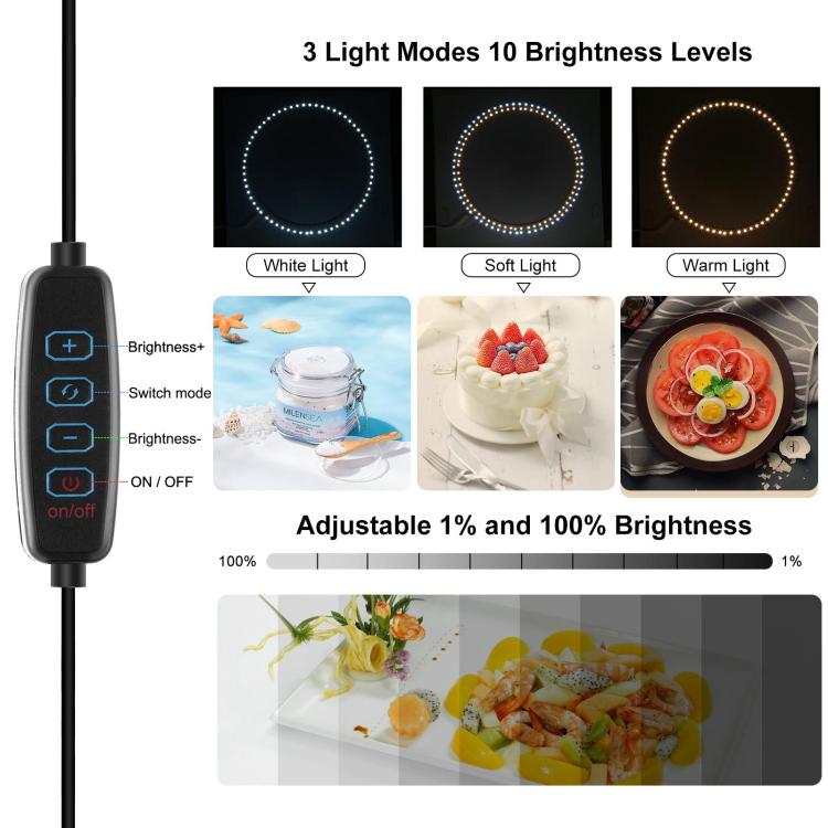 30cm Folding 3 Modes Dual Color Ring Light Photo Lighting Studio Shooting Tent Box Kit with 6 Colors PVC Backdrops, Unfold Size: 31cm x 31cm x 31cm
