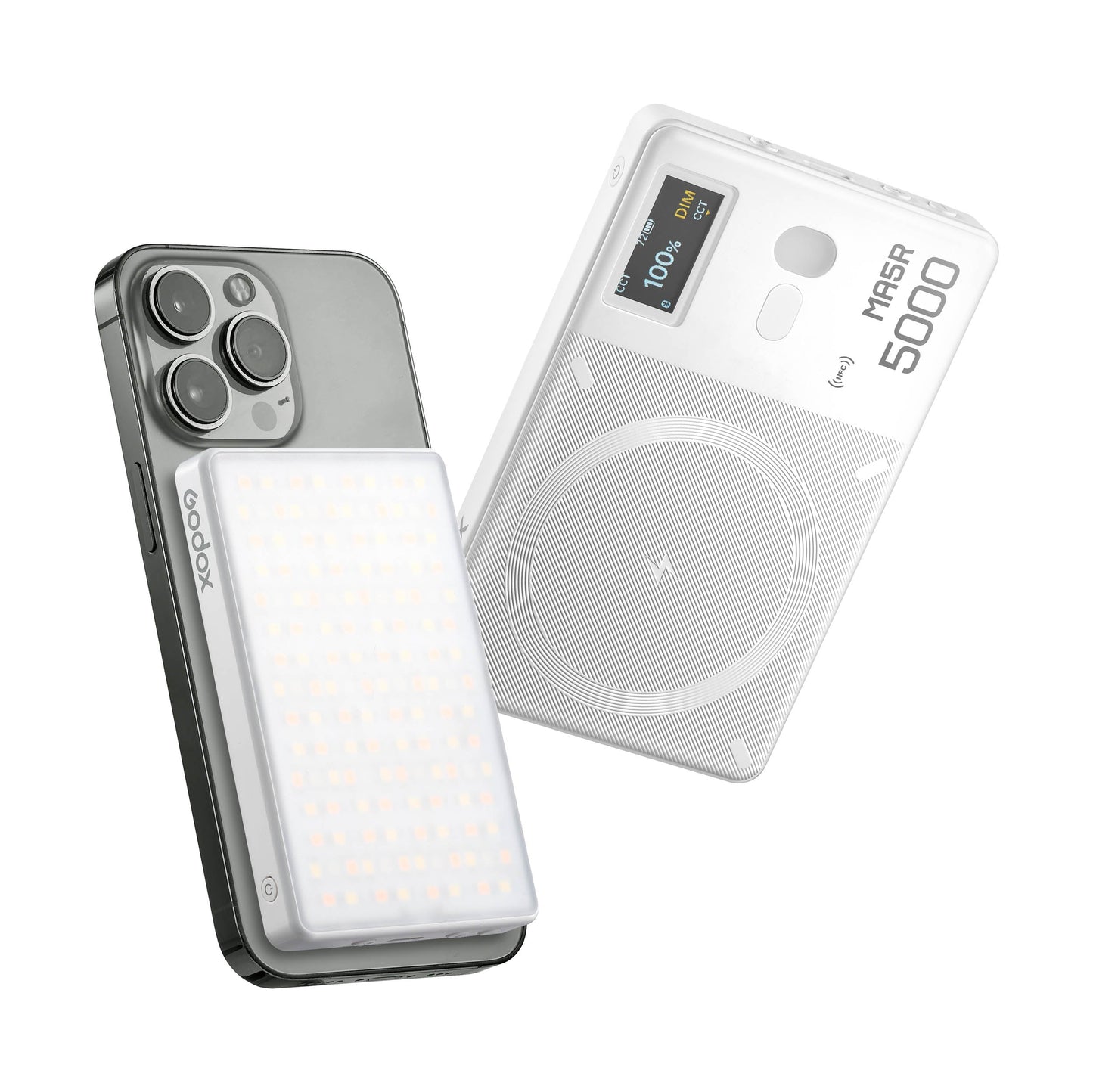 MA5R Magnetic Full-Colour RGB Light Manel With Wireless Charging (White)