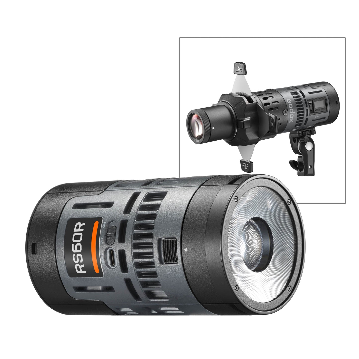 RS60R Super Compact RGB LED Video Light and SP36K Projection Attachment 1K Kit