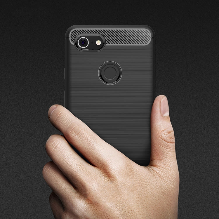 Brushed Texture Carbon Fiber Shockproof TPU Case for Google Pixel 3 XL, For Google Pixel 3 XL