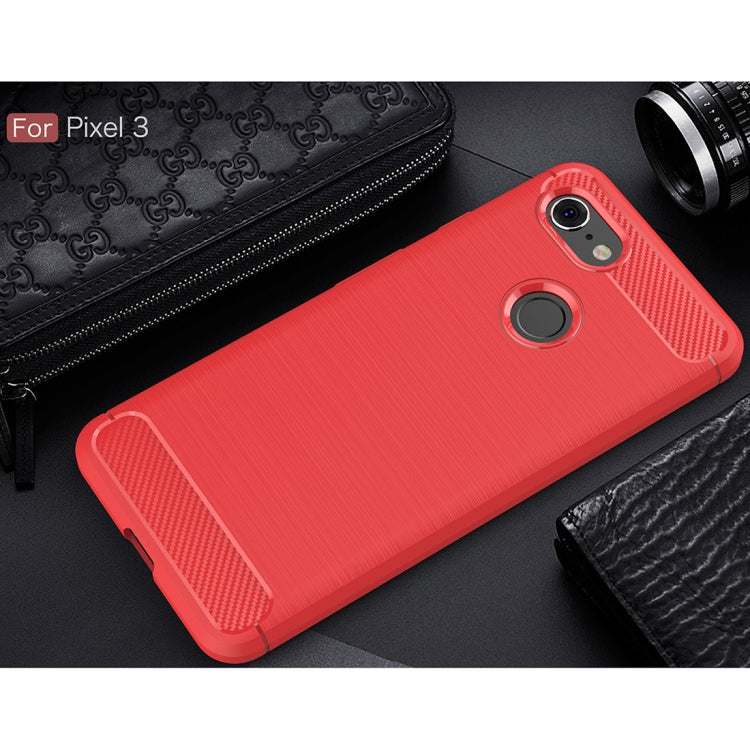 Brushed Texture Carbon Fiber Shockproof TPU Case for Google Pixel 3, For Google Pixel 3