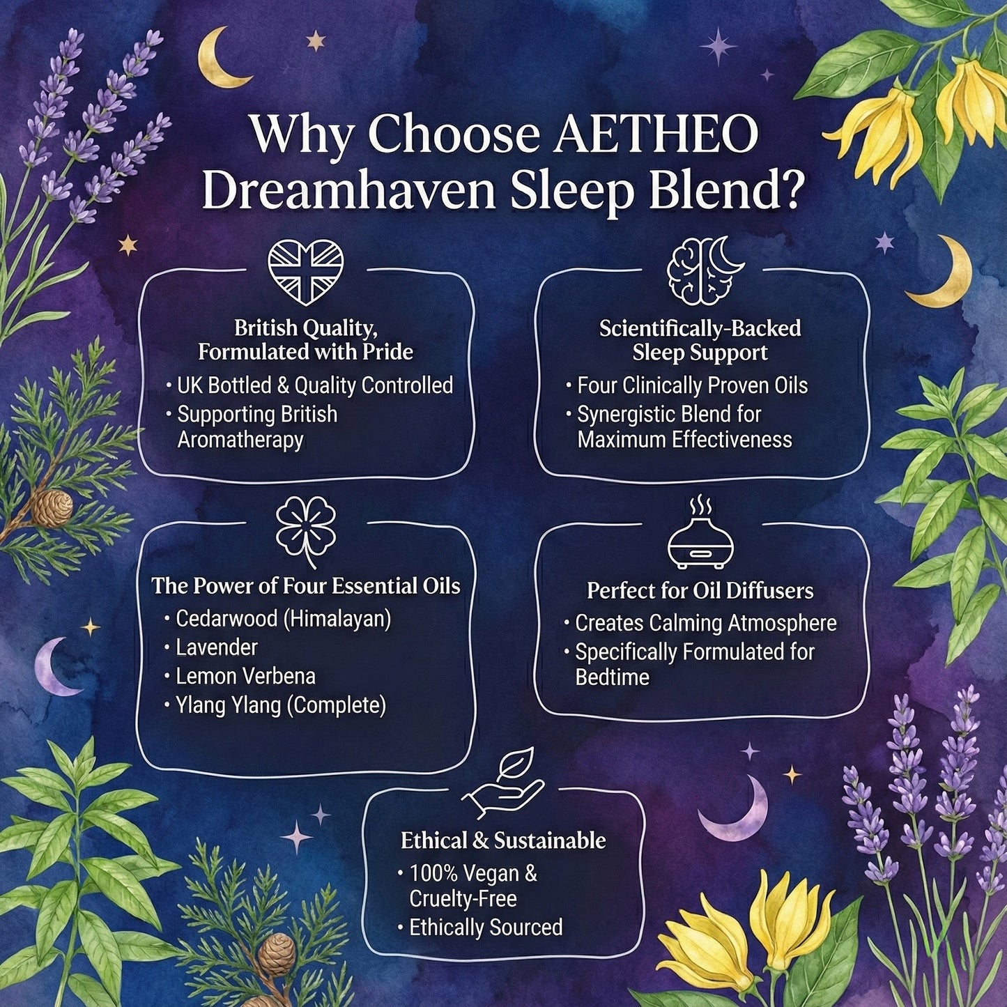 Aetheo Dreamhaven Essential Oil Blend — Cedarwood, Lavender, Ylang Ylang