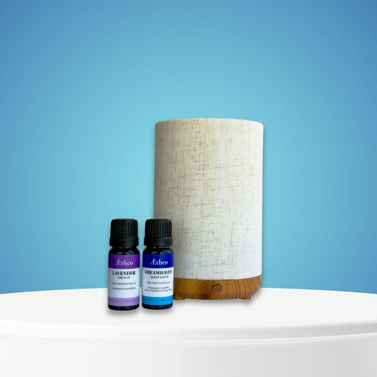 Aetheo Tranquil Sleep Gift Set — Fabric Diffuser and 2 Essential Oils