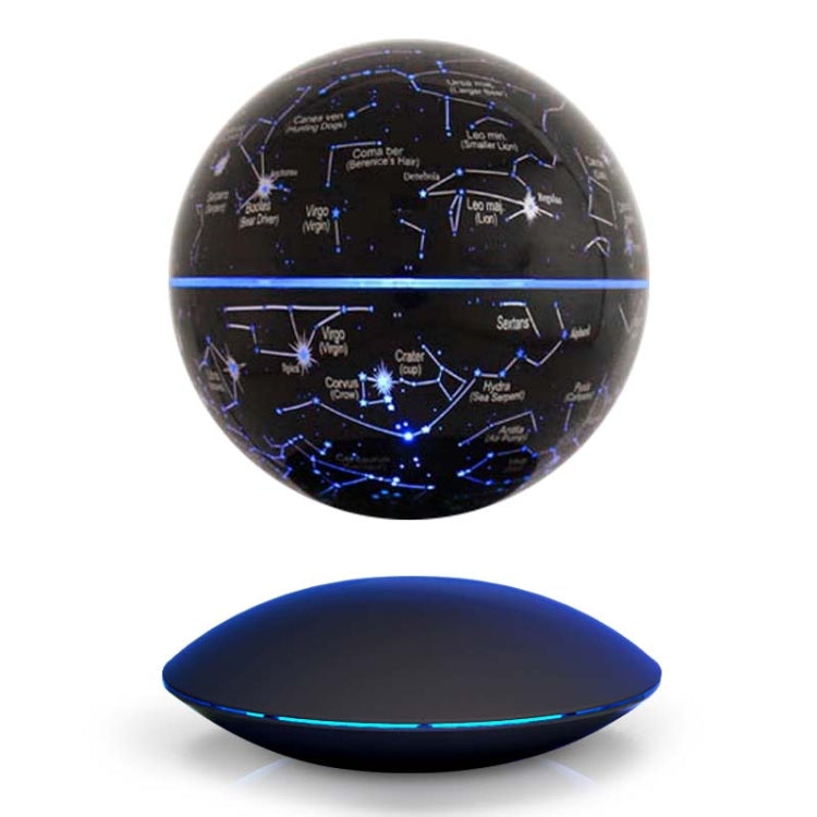 6 inch Rotation Illuminating English Magnetic Levitation Globe Office Crafts Ornaments, EU Plug, Black EU Plug, Baby Blue EU Plug