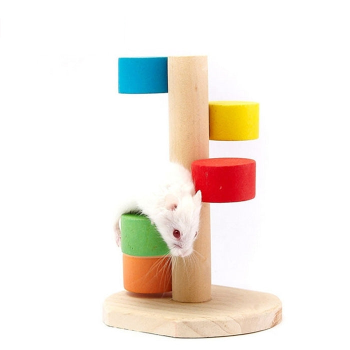 Pet Natural Wood Hamster Colorful Scaling Step Ladder Platform Toy for Small Pets, Scaling Step Ladder Platform