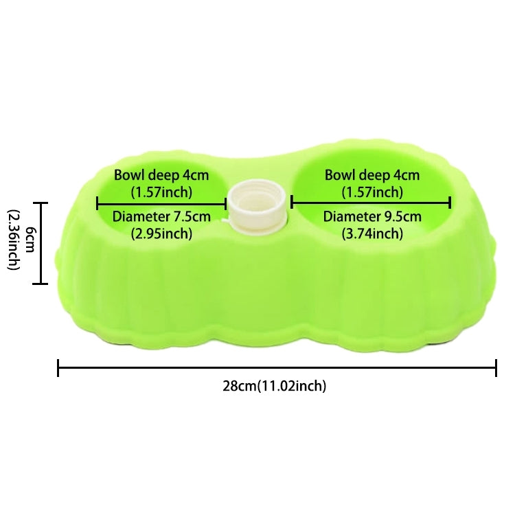 Pumpkin Shape Dog Cat Food Dish + Drinking Water Double Bowls with Automatic Water Dispenser, Size: S, Size: S  Green, Size: S  Magenta