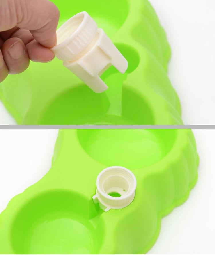 Pumpkin Shape Dog Cat Food Dish + Drinking Water Double Bowls with Automatic Water Dispenser, Size: S, Size: S  Green, Size: S  Magenta