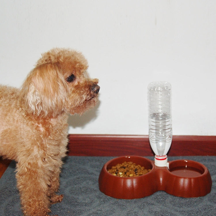 Pumpkin Shape Dog Cat Food Dish + Drinking Water Double Bowls with Automatic Water Dispenser, Size: S, Size: S  Green, Size: S  Magenta