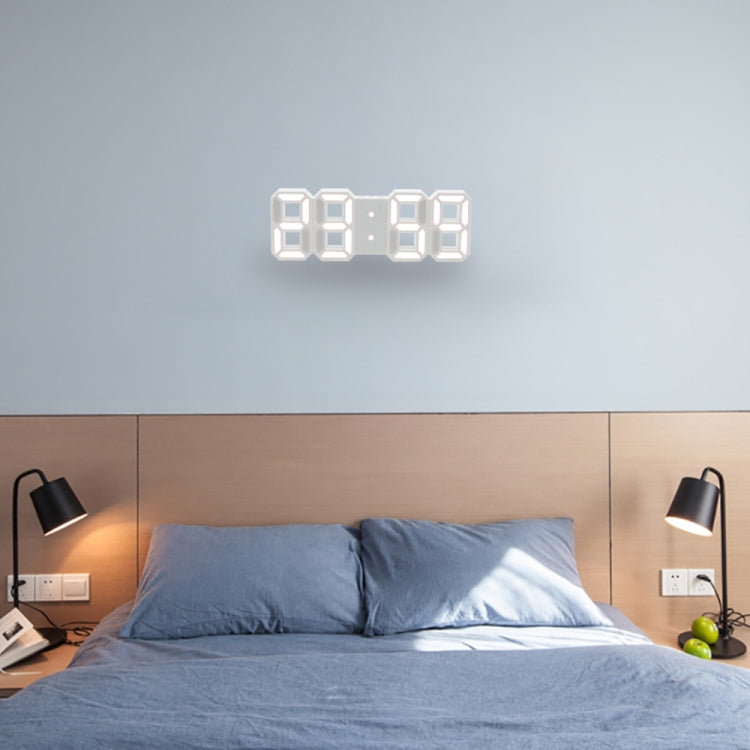 Multi-Function Large 3D LED Digital Wall Alarm Clock with Snooze Function, 12/24 Hours Display for Home, Kitchen, Office, DC 5V, CE Certificated, White Body Green Characters, White Body Blue Characters, White Body Red Characters                        ...