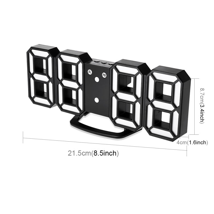 Multi-Function Large 3D LED Digital Wall Alarm Clock with Snooze Function, 12/24 Hours Display for Home, Kitchen, Office, DC 5V, CE Certificated, Black Body White Characters, Black Body Blue Characters