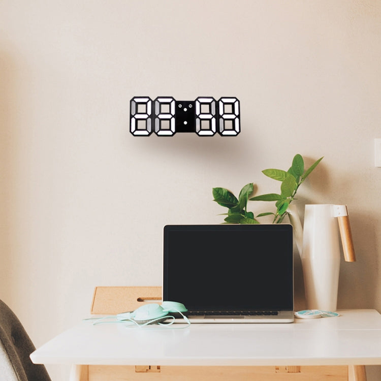 Multi-Function Large 3D LED Digital Wall Alarm Clock with Snooze Function, 12/24 Hours Display for Home, Kitchen, Office, DC 5V, CE Certificated, Black Body White Characters, Black Body Blue Characters