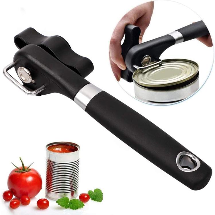 LsCook Stainless Steel Cutter Head Single Handle Side Can Opener (Black), Single Handle