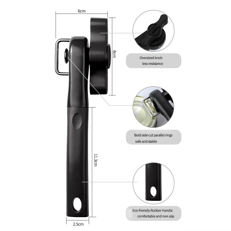 LsCook Stainless Steel Cutter Head Single Handle Side Can Opener (Black), Single Handle