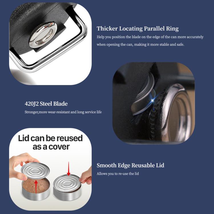 LsCook Stainless Steel Cutter Head Single Handle Side Can Opener (Black), Single Handle